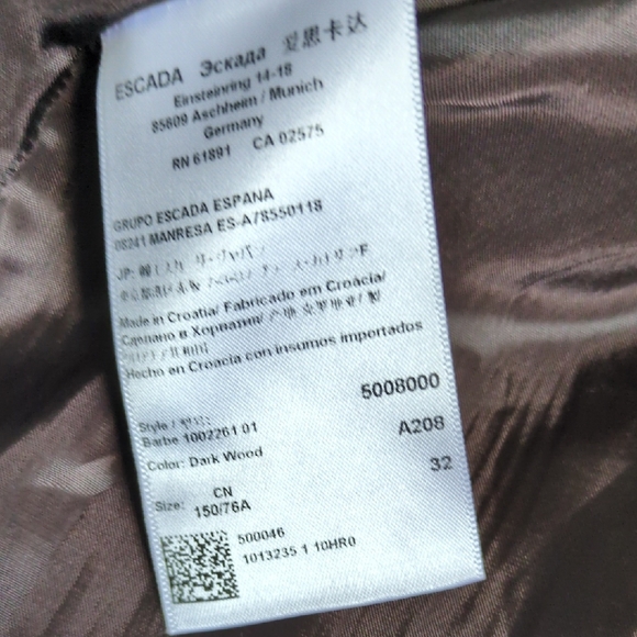 Escada Sport Brown / Black Blazer NWOT - Picture 9 of 10